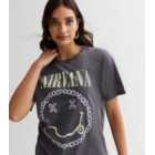 Dark Grey Cotton Nirvana Logo Short Sleeve T-Shirt