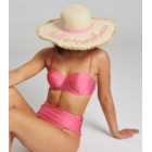 South Beach Straw Effect Hello Sunshine Frayed Sun Hat