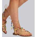 South Beach Multicoloured Beaded Strappy Sandals