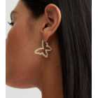 Gold Butterfly Diamanté Hoop Earrings