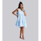 South Beach Blue Geometric Jacquard Mini Beach Dress