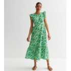 Green Abstract High Neck Tiered Hem Midaxi Dress
