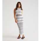 Urban Bliss White Stripe Pointelle Knit Midaxi Dress