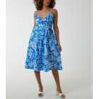 Blue Vanilla Blue Floral Strappy Midi Dress