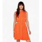 Apricot Bright Orange Sleeveless Mini Shirt Dress