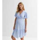 Maternity Blue Spot Flutter Sleeve Mini Dress
