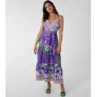 Blue Vanilla Purple Floral Strappy Maxi Dress