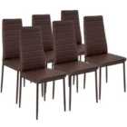 6 Dining Chairs Synthetic Leather - Cappuccino Brown