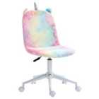 Vinsetto Fluffy Unicorn Office Chair with Swivel Wheel Cute Desk Chair - Rainbow