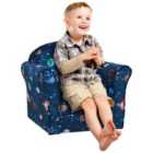 HOMCOM Kids Mini Armchair Planet-themed Chair with Wooden Frame