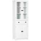 HOMCOM 160cm Kitchen Cupboard Storage Cabinet Adjustable Shelves Glass Door