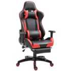 HOMCOM High Back Gaming Chair PU Leather Computer Chair with Footrest - Red