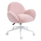 HOMCOM Fluffy Leisure Chair Office Chair w/ Backrest - Pink