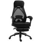 Vinsetto Mesh Swivel Task Chair For Home Office Desk Recliner With Footrest Black