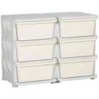 HOMCOM Kids Storage Unit Toy Box Vertical Dresser with Six Drawers - Cream