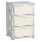 HOMCOM Kids Storage Units with Drawers 3 Tier Chest Vertical Dresser Tower - Cream