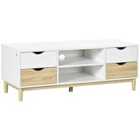 HOMCOM TV Cabinet Stand with 4 Drawers and Storage Shelf For Living Room