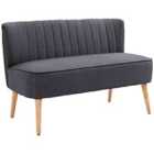 HOMCOM Linen-Feel Double Sofa with Wood Frame Padding Back - Dark Grey