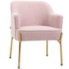 HOMCOM Fabric Armchair Accent Chair w/ Metal Legs - Pink