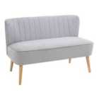 HOMCOM Velvet-Feel Double Sofa with Wood Frame Foam Padding High Back - Grey