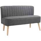 HOMCOM Linen-Feel Double Sofa with Wood Frame Padding Back - Grey
