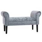 HOMCOM Ice Crush Velvet Bed End Arm Bench Upholstered Bedside Footstool - Grey