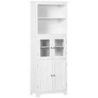 HOMCOM Kitchen Cupboard Storage Cabinet Adjustable Shelves Glass Doors - White