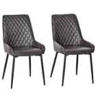 HOMCOM Retro Dining Chair Set Of 2 PU Leather Upholstered Side Chairs