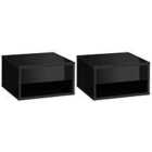 HOMCOM Floating Bedside Table Set Of 2 Wall Mounted Nightstand with Drawer - Black