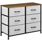 HOMCOM 6 Drawer Fabric Chest Of Drawers with Wooden Top For Closet Hallway - Grey