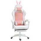Vinsetto Racing Style Gaming Chair with Footrest Removable Rabbit Ears - Pink