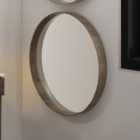Natural Wood Veneer Round Wall Mirror