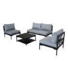 Elements Black Modular 4 Seater Conversational Set with Coffee Table