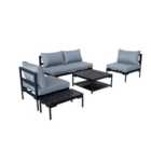 Elements Black Modular 4 Seater Conversational Set with Coffee and Side Tables