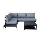 Elements Black Modular 4 Seater Corner Sofa Set with Coffee and Side Tables