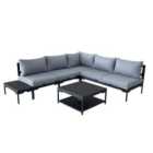Elements Black Modular 5 Seater Corner Sofa Set with Coffee and Side Tables