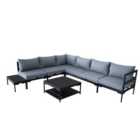 Elements Black Modular 6 Seater Corner Sofa Set with Coffee and Side Tables