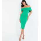 QUIZ Green Bow Bardot Midi Dress