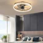 Gold Modern Round Crystal Ceiling Fan with Light 50cm Dia