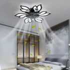 Black Modern Flower Shape Ceiling Fan with Light with Remote Control 65cm Dia