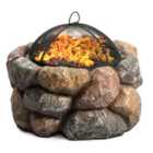 Centurion Supports Fireology SEYCHELLES Grand Garden Fire Pit Brazier and Barbecue with Eco-Stone Finish