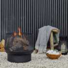 Outdoor Buttermere Basket Fire Pit Black H39cm W40cm
