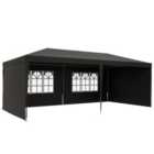 Outsunny 6 x 3 m Party Tent Gazebo Marquee Outdoor Canopy Shelter with Windows and Side Panels Dark Grey