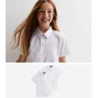 Girls 2 Pack Short Sleeve Regular Fit School Shirts