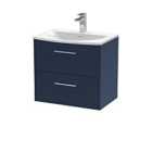 Hudson Reed Juno 600mm Wall Hung 2 Drawer Vanity & Curved Basin - Electric Blue