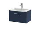 Hudson Reed Juno 600mm Wall Hung Single Drawer Vanity & Curved Basin - Electric Blue
