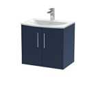 Hudson Reed Juno 600mm Wall Hung 2 Door Vanity & Curved Basin - Electric Blue