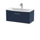 Hudson Reed Juno 800mm Wall Hung Single Drawer Vanity & Curved Basin - Electric Blue