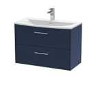 Hudson Reed Juno 800mm Wall Hung 2 Drawer Vanity & Curved Basin - Electric Blue