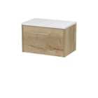 Hudson Reed Juno 600mm Wall Hung Single Drawer Vanity & Sparkling White Laminate Top - Autumn Oak